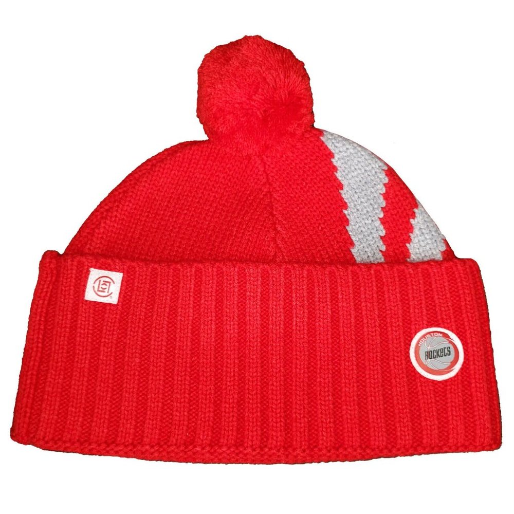 Houston Rockets‎ CLOT Mitchell & Ness NBA Cuff Knit Beanie Cap Pom Red Hat NWT